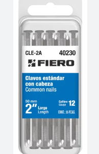 BLISTER CON 35 CLAVOS ESTANDAR 2' CON CABEZA, FIERO, 40230