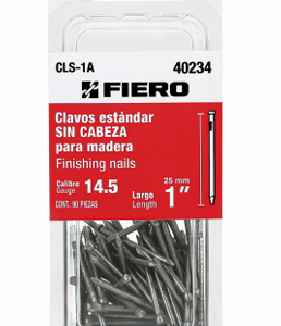 BLISTER CON 90 CLAVOS ESTANDAR 1" SIN CABEZA, FIERO, 40234