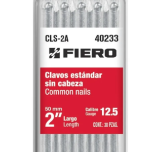 BLISTER CON 30 CLAVOS ESTANDAR 2′ SIN CABEZA, Fiero, 40233